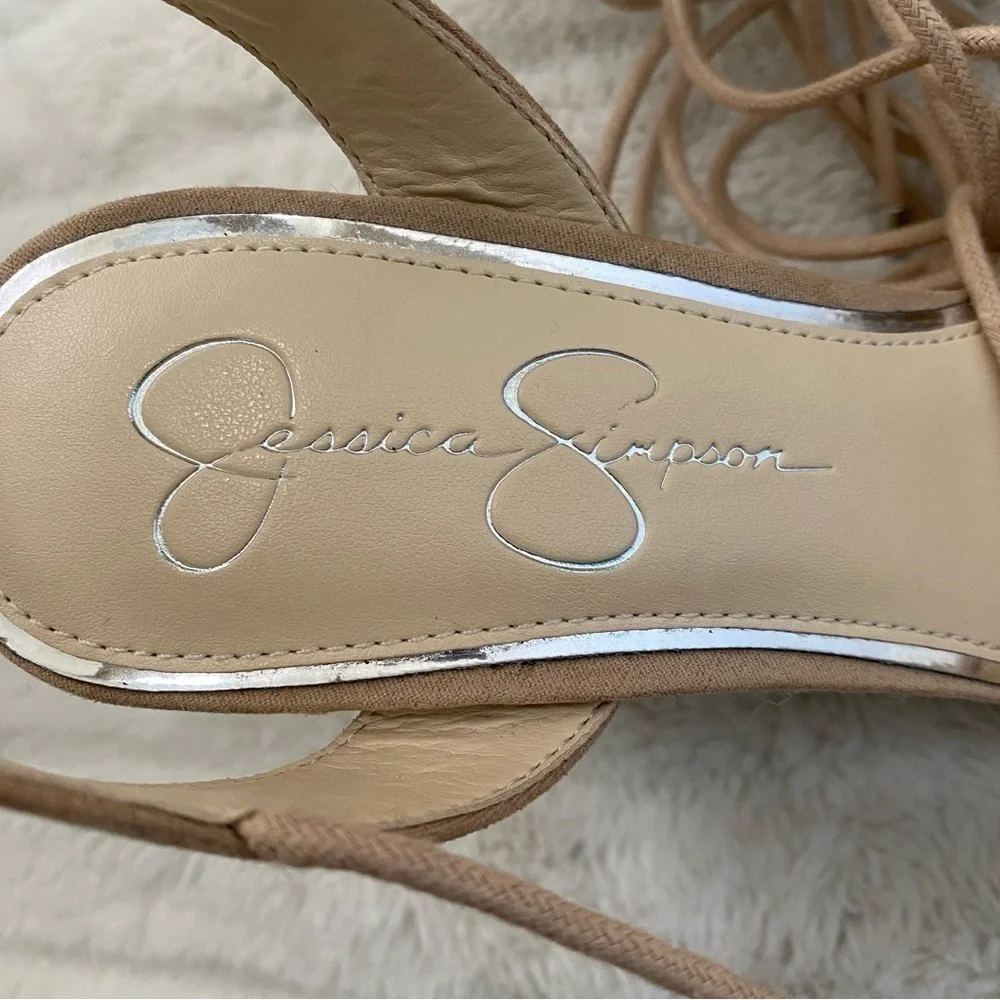 Jessica Simpson Cream Lace-Up Platform Wedge Espadrilles New Size 10